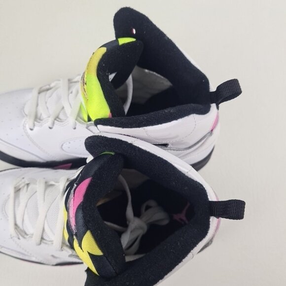 Nike Air Jordan Sixty Plus White Leather LITTLE Girls Shoes - Picture 6 of 9